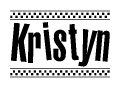 The image contains the text Kristyn in a bold, stylized font, with a checkered flag pattern bordering the top and bottom of the text.