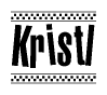 The clipart image displays the text Kristl in a bold, stylized font. It is enclosed in a rectangular border with a checkerboard pattern running below and above the text, similar to a finish line in racing. 