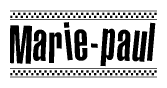 The image contains the text Marie-paul in a bold, stylized font, with a checkered flag pattern bordering the top and bottom of the text.