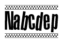 The image contains the text Nabcdep in a bold, stylized font, with a checkered flag pattern bordering the top and bottom of the text.