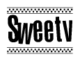 The clipart image displays the text Sweetv in a bold, stylized font. It is enclosed in a rectangular border with a checkerboard pattern running below and above the text, similar to a finish line in racing. 