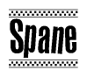 The clipart image displays the text Spane in a bold, stylized font. It is enclosed in a rectangular border with a checkerboard pattern running below and above the text, similar to a finish line in racing. 