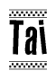 The clipart image displays the text Tai in a bold, stylized font. It is enclosed in a rectangular border with a checkerboard pattern running below and above the text, similar to a finish line in racing. 