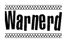 The image contains the text Warnerd in a bold, stylized font, with a checkered flag pattern bordering the top and bottom of the text.