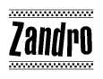 The clipart image displays the text Zandro in a bold, stylized font. It is enclosed in a rectangular border with a checkerboard pattern running below and above the text, similar to a finish line in racing. 