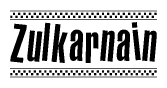 The clipart image displays the text Zulkarnain in a bold, stylized font. It is enclosed in a rectangular border with a checkerboard pattern running below and above the text, similar to a finish line in racing. 
