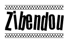 The clipart image displays the text Zibendou in a bold, stylized font. It is enclosed in a rectangular border with a checkerboard pattern running below and above the text, similar to a finish line in racing. 
