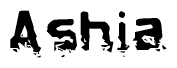 The image contains the word Ashia in a stylized font with a static looking effect at the bottom of the words