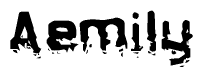 The image contains the word Aemily in a stylized font with a static looking effect at the bottom of the words