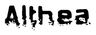 The image contains the word Althea in a stylized font with a static looking effect at the bottom of the words