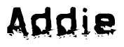The image contains the word Addie in a stylized font with a static looking effect at the bottom of the words