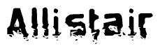 The image contains the word Allistair in a stylized font with a static looking effect at the bottom of the words