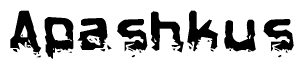 The image contains the word Apashkus in a stylized font with a static looking effect at the bottom of the words