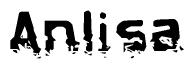 The image contains the word Anlisa in a stylized font with a static looking effect at the bottom of the words