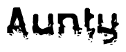 The image contains the word Aunty in a stylized font with a static looking effect at the bottom of the words