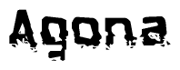 The image contains the word Agona in a stylized font with a static looking effect at the bottom of the words