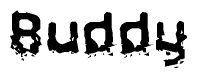 The image contains the word Buddy in a stylized font with a static looking effect at the bottom of the words