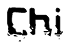 This nametag says Chi, and has a static looking effect at the bottom of the words. The words are in a stylized font.