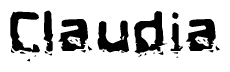 The image contains the word Claudia in a stylized font with a static looking effect at the bottom of the words
