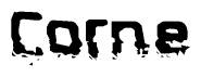 The image contains the word Corne in a stylized font with a static looking effect at the bottom of the words