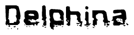 The image contains the word Delphina in a stylized font with a static looking effect at the bottom of the words