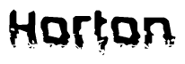 The image contains the word Horton in a stylized font with a static looking effect at the bottom of the words