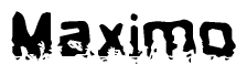 The image contains the word Maximo in a stylized font with a static looking effect at the bottom of the words