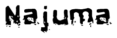 The image contains the word Najuma in a stylized font with a static looking effect at the bottom of the words