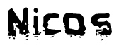 The image contains the word Nicos in a stylized font with a static looking effect at the bottom of the words