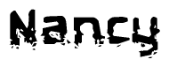 The image contains the word Nancy in a stylized font with a static looking effect at the bottom of the words