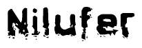 The image contains the word Nilufer in a stylized font with a static looking effect at the bottom of the words