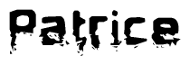 The image contains the word Patrice in a stylized font with a static looking effect at the bottom of the words
