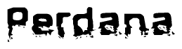 The image contains the word Perdana in a stylized font with a static looking effect at the bottom of the words