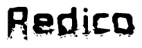 The image contains the word Redico in a stylized font with a static looking effect at the bottom of the words