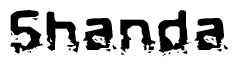 The image contains the word Shanda in a stylized font with a static looking effect at the bottom of the words