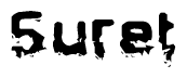 The image contains the word Suret in a stylized font with a static looking effect at the bottom of the words