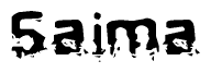 The image contains the word Saima in a stylized font with a static looking effect at the bottom of the words