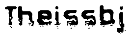 The image contains the word Theissbj in a stylized font with a static looking effect at the bottom of the words