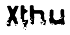 This nametag says Xthu, and has a static looking effect at the bottom of the words. The words are in a stylized font.