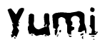 The image contains the word Yumi in a stylized font with a static looking effect at the bottom of the words