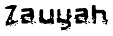 The image contains the word Zauyah in a stylized font with a static looking effect at the bottom of the words