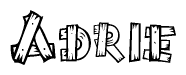 The clipart image shows the name Adrie stylized to look like it is constructed out of separate wooden planks or boards, with each letter having wood grain and plank-like details.