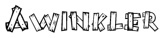 The image contains the name Awinkler written in a decorative, stylized font with a hand-drawn appearance. The lines are made up of what appears to be planks of wood, which are nailed together