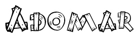 The clipart image shows the name Adomar stylized to look like it is constructed out of separate wooden planks or boards, with each letter having wood grain and plank-like details.