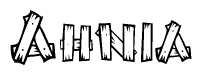 The clipart image shows the name Ahnia stylized to look like it is constructed out of separate wooden planks or boards, with each letter having wood grain and plank-like details.