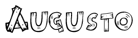 The clipart image shows the name Augusto stylized to look as if it has been constructed out of wooden planks or logs. Each letter is designed to resemble pieces of wood.