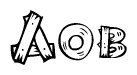 The clipart image shows the name Aob stylized to look as if it has been constructed out of wooden planks or logs. Each letter is designed to resemble pieces of wood.
