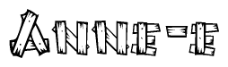 The clipart image shows the name Anne-e stylized to look like it is constructed out of separate wooden planks or boards, with each letter having wood grain and plank-like details.