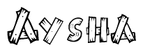 The clipart image shows the name Aysha stylized to look like it is constructed out of separate wooden planks or boards, with each letter having wood grain and plank-like details.