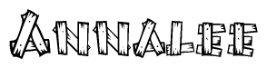 The clipart image shows the name Annalee stylized to look like it is constructed out of separate wooden planks or boards, with each letter having wood grain and plank-like details.
